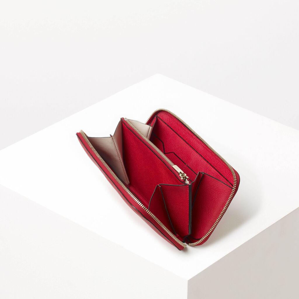 Valextra Portafoglio con zip in Pelle Rossa | Valextra Zip Around Vendita