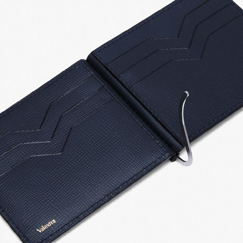 Valextra Portafoglio con fermasoldi e portacarte in Pelle Blu | Valextra Promozione Limitata