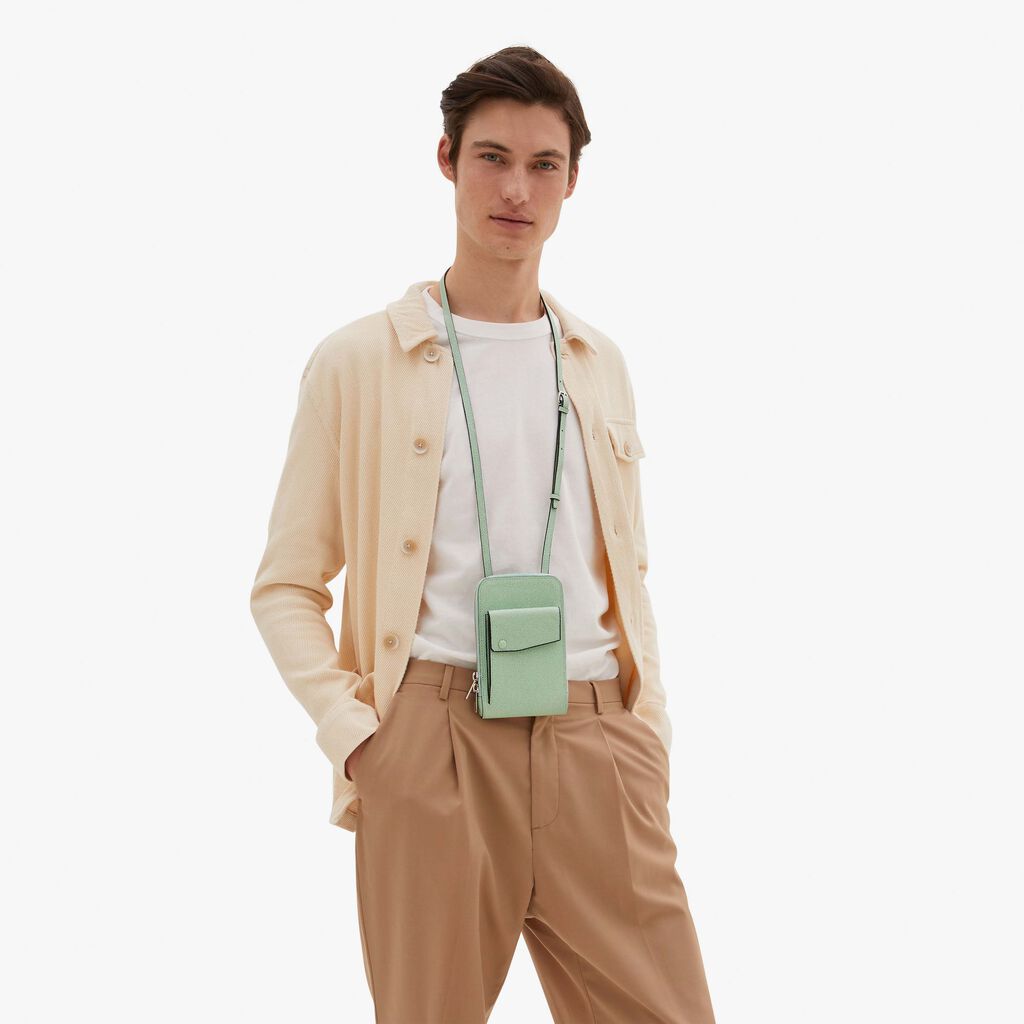 Valextra Porta telefono in Pelle Verde Acqua | Valextra Pocket Offerta