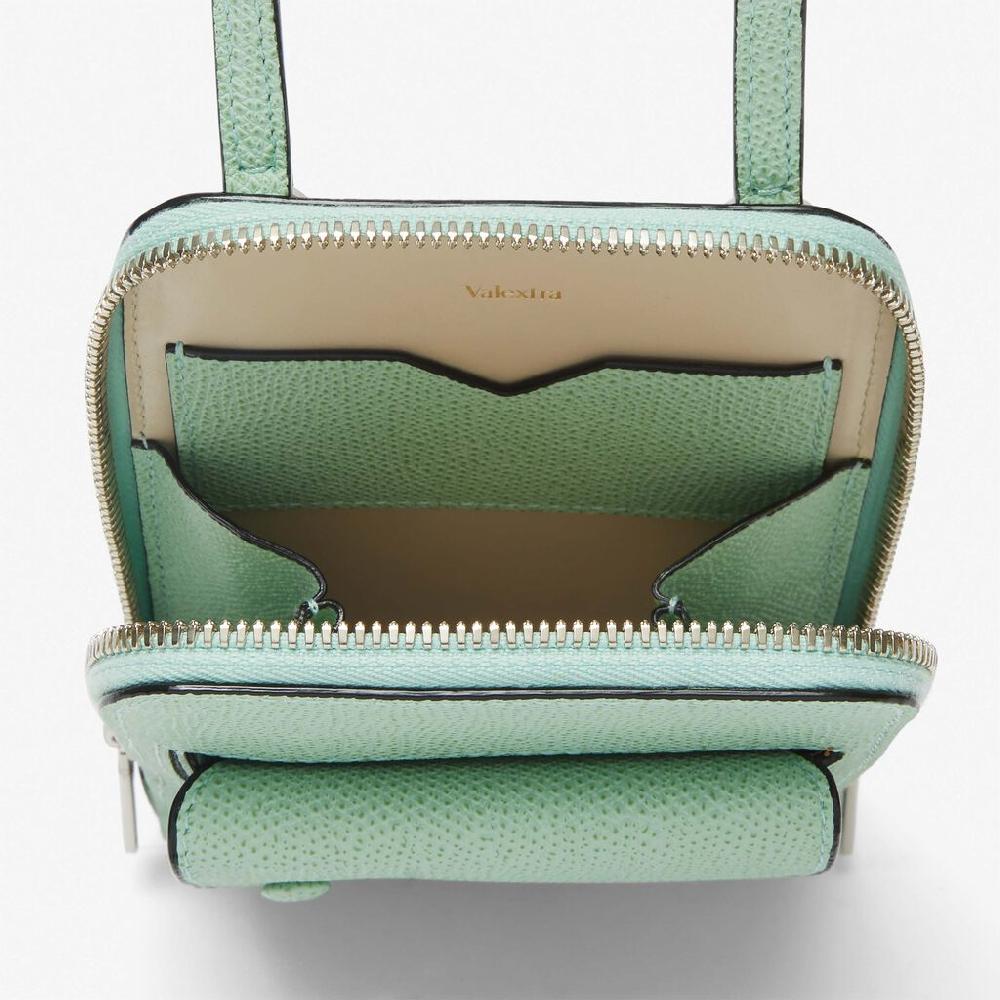Valextra Porta telefono in Pelle Verde Acqua | Valextra Pocket Offerta