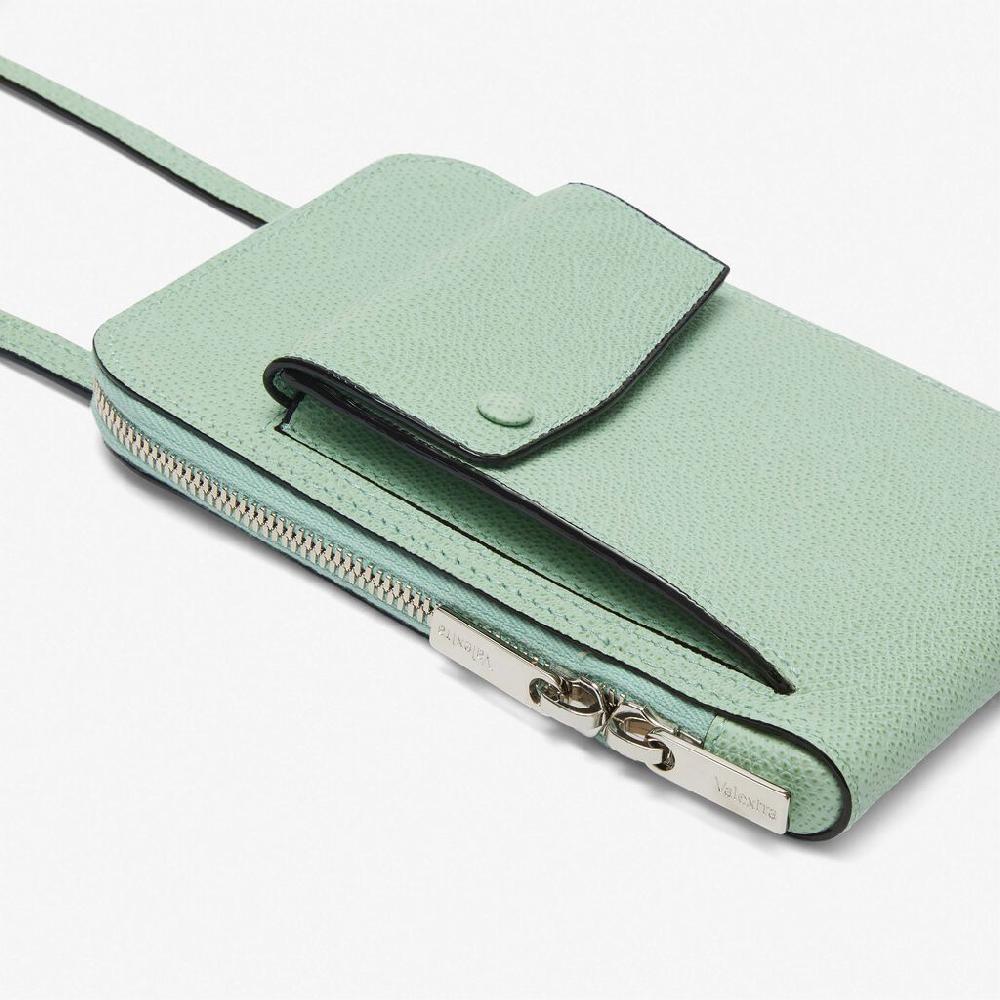 Valextra Porta telefono in Pelle Verde Acqua | Valextra Pocket Offerta