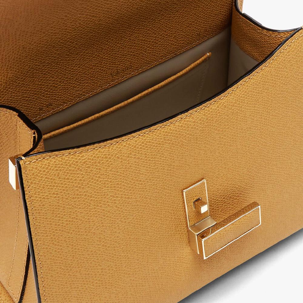 Valextra Borsetta a mano piccola in Pelle Gialla Ambra | Valextra Iside Outlet