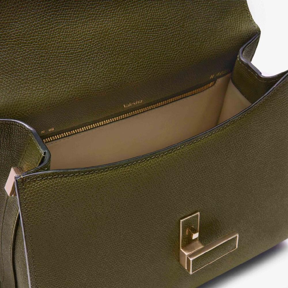 Valextra Borsa a mano Media in Pelle Verde Militare | Valextra Iside Saldi Di Fabbrica