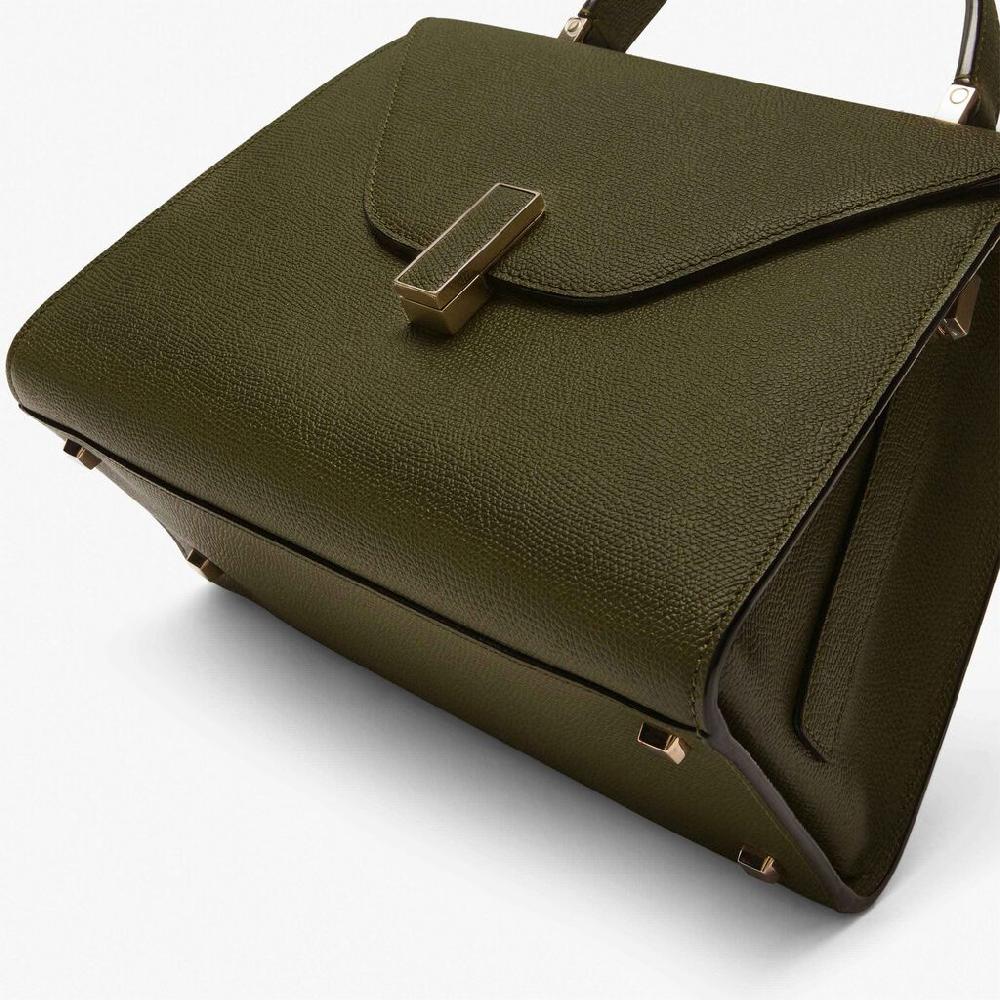 Valextra Borsa a mano Media in Pelle Verde Militare | Valextra Iside Saldi Di Fabbrica