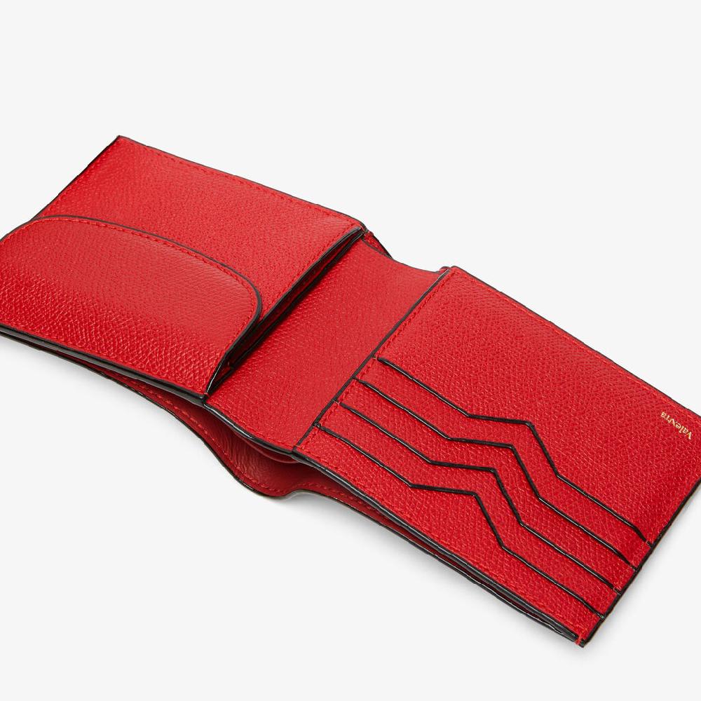 Valextra Portafoglio Bifold in Pelle Rossa con portamonete | Valextra Nuova
