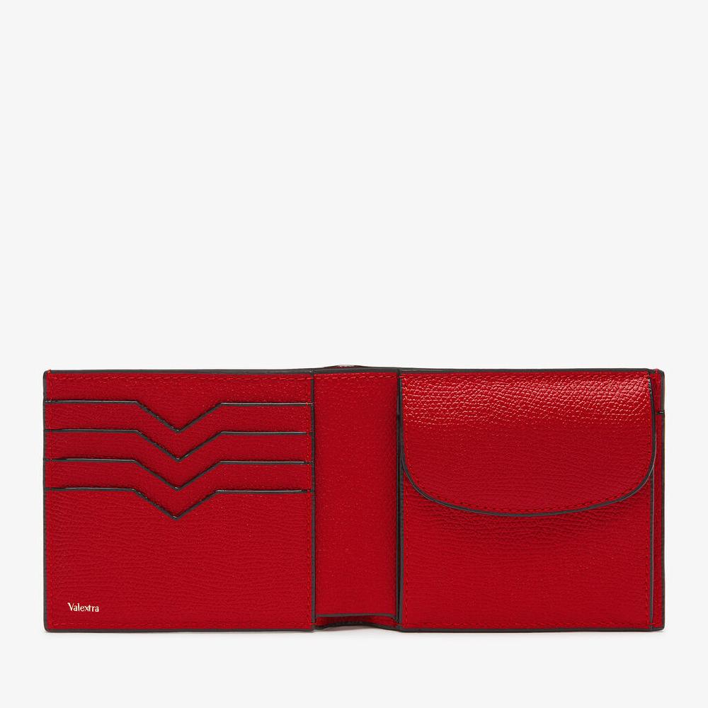 Valextra Portafoglio Bifold in Pelle Rossa con portamonete | Valextra Nuova