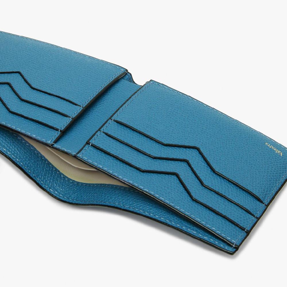 Valextra Portafoglio piccolo con portacarte in Pelle Blu Cobalto | Valextra Moda