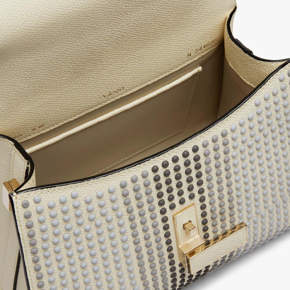 Valextra Borsa Donna con borchie Grigie in Pelle Bianca | Valextra Iside Prezzo di fabbrica