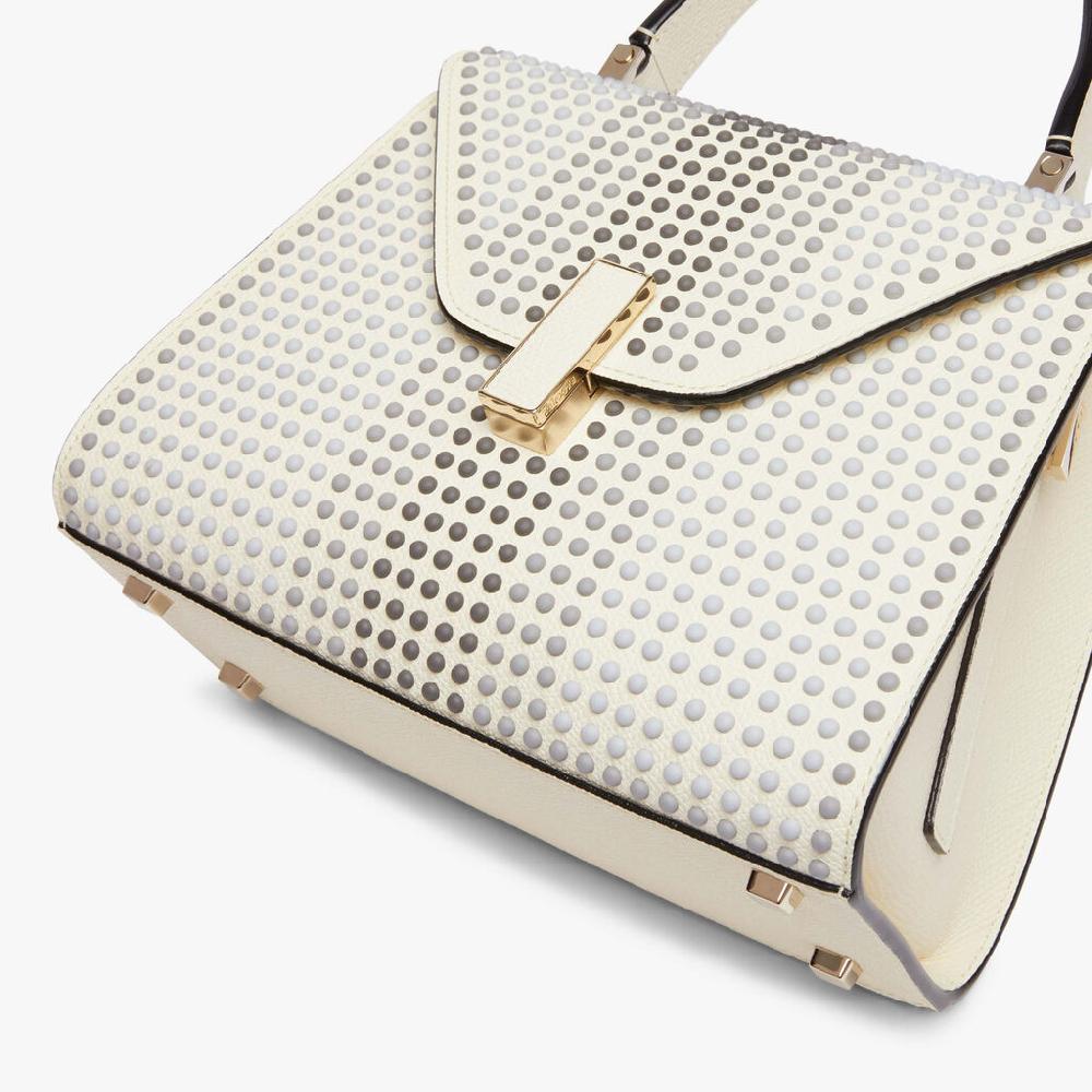 Valextra Borsa Donna con borchie Grigie in Pelle Bianca | Valextra Iside Prezzo di fabbrica