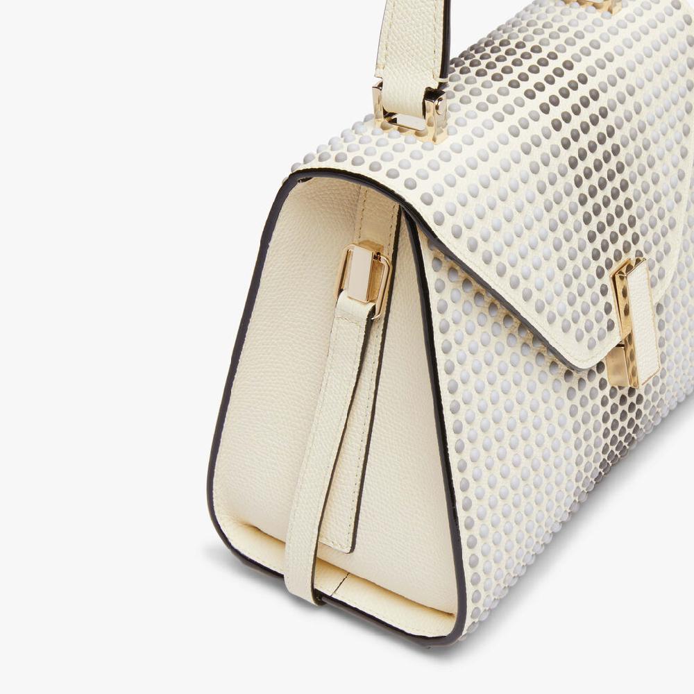 Valextra Borsa Donna con borchie Grigie in Pelle Bianca | Valextra Iside Prezzo di fabbrica