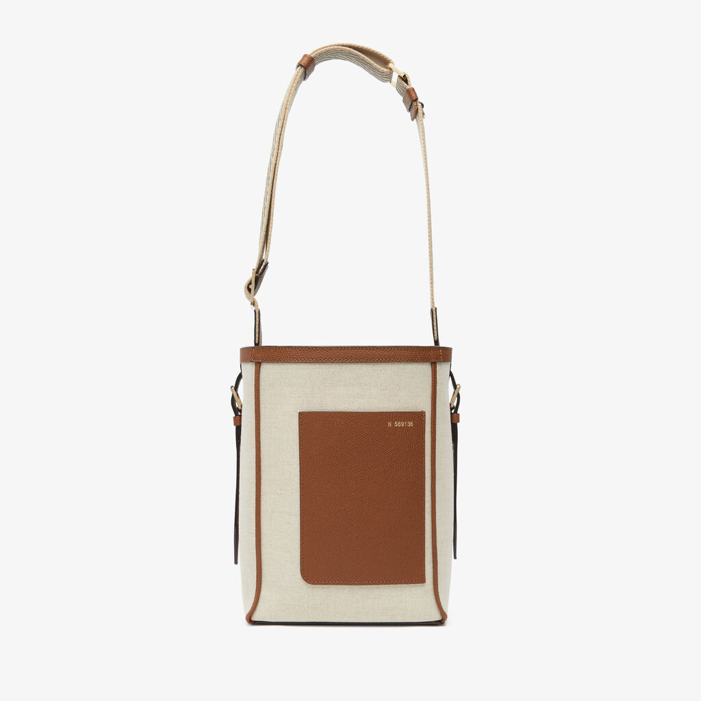 Valextra Borsa a secchiello Donna in Tela Grigia e Marrone | Valextra Soft