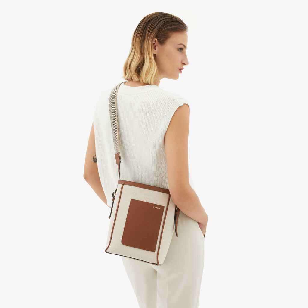 Valextra Borsa a secchiello Donna in Tela Grigia e Marrone | Valextra Soft Comprare a buon mercato