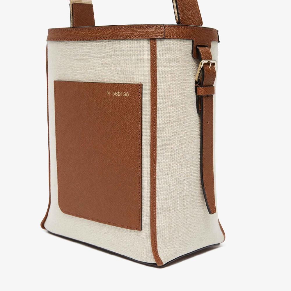 Valextra Borsa a secchiello Donna in Tela Grigia e Marrone | Valextra Soft Comprare a buon mercato