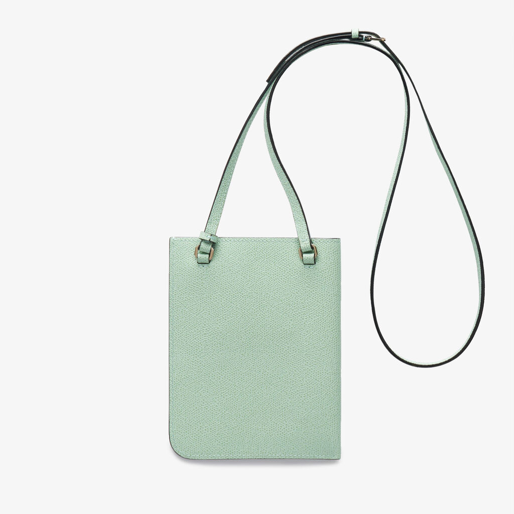Valextra Portafoglio in Pelle Verde Acqua con tracolla | Valextra Soft Fornitura limitata