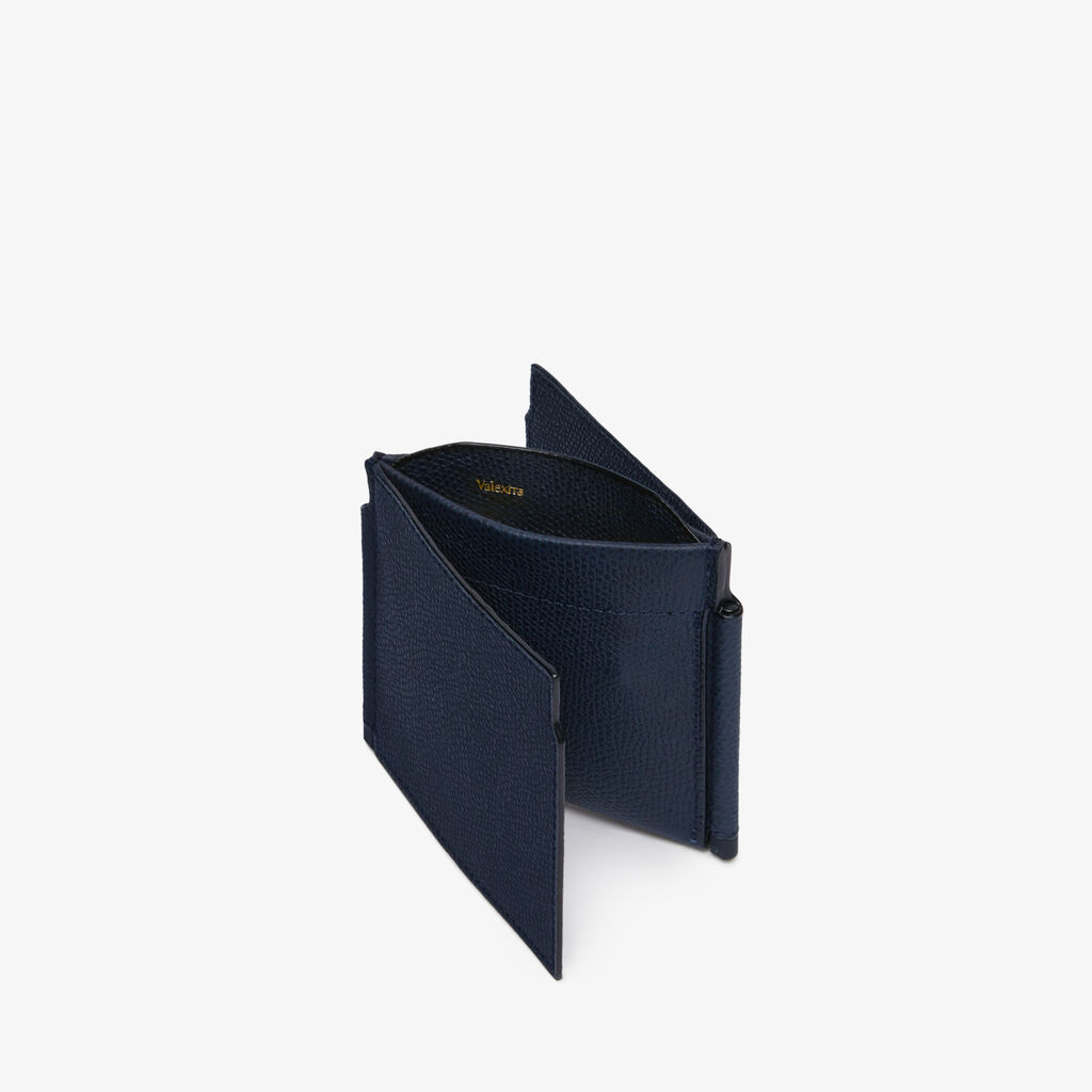 Valextra Portafoglio con fermasoldi trifold in Pelle Blu | Valextra Shopping online