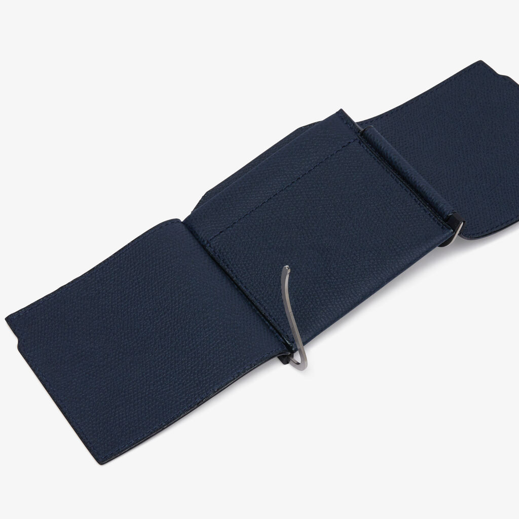 Valextra Portafoglio con fermasoldi trifold in Pelle Blu | Valextra Shopping online