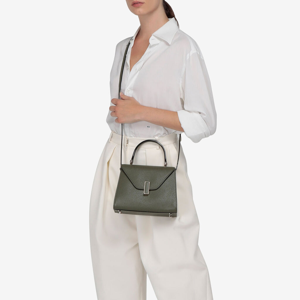 Valextra Borsa a mano Mini in Pelle Verde Militare | Valextra Iside Offerta per la Festa della Mamma