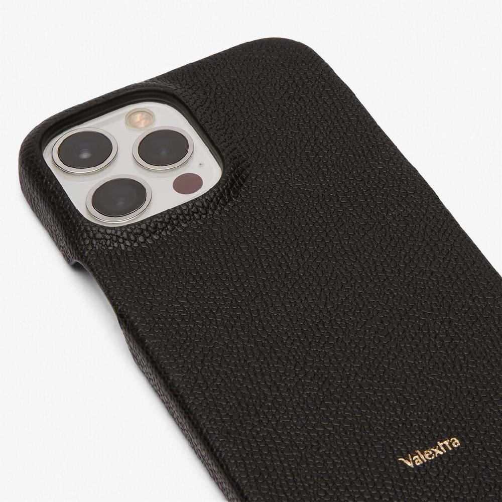Valextra Cover rigida per Iphone 13 Pro Max in Pelle Nera | Valextra Lightning offer