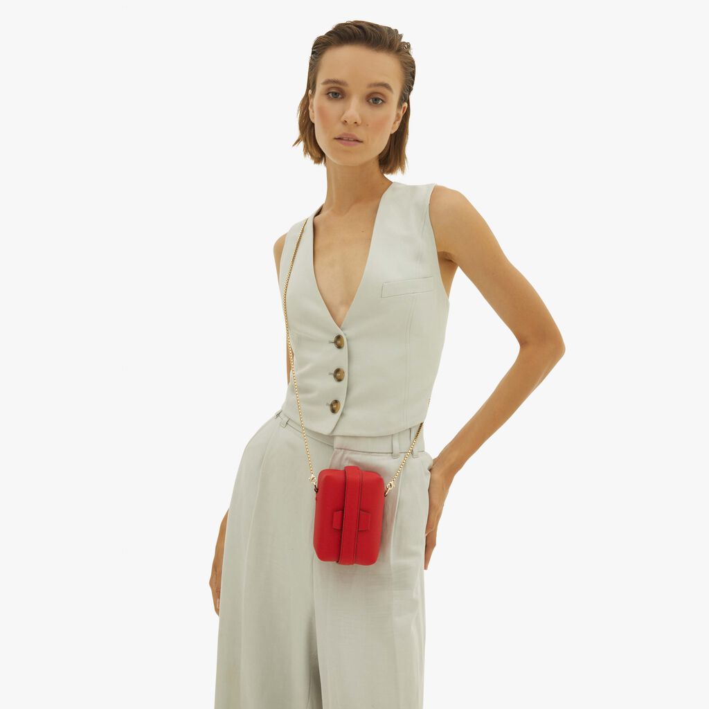 Valextra Borsa a tracolla Nano minimal in Pelle Rossa | Valextra Tric Trac Grandi sconti