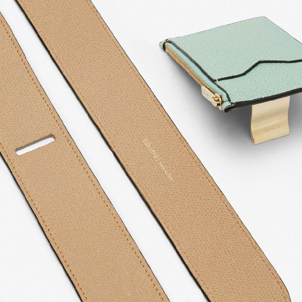 Valextra Tracolla con portacarte in Pelle Beige e Verde | Valextra Enormi risparmi