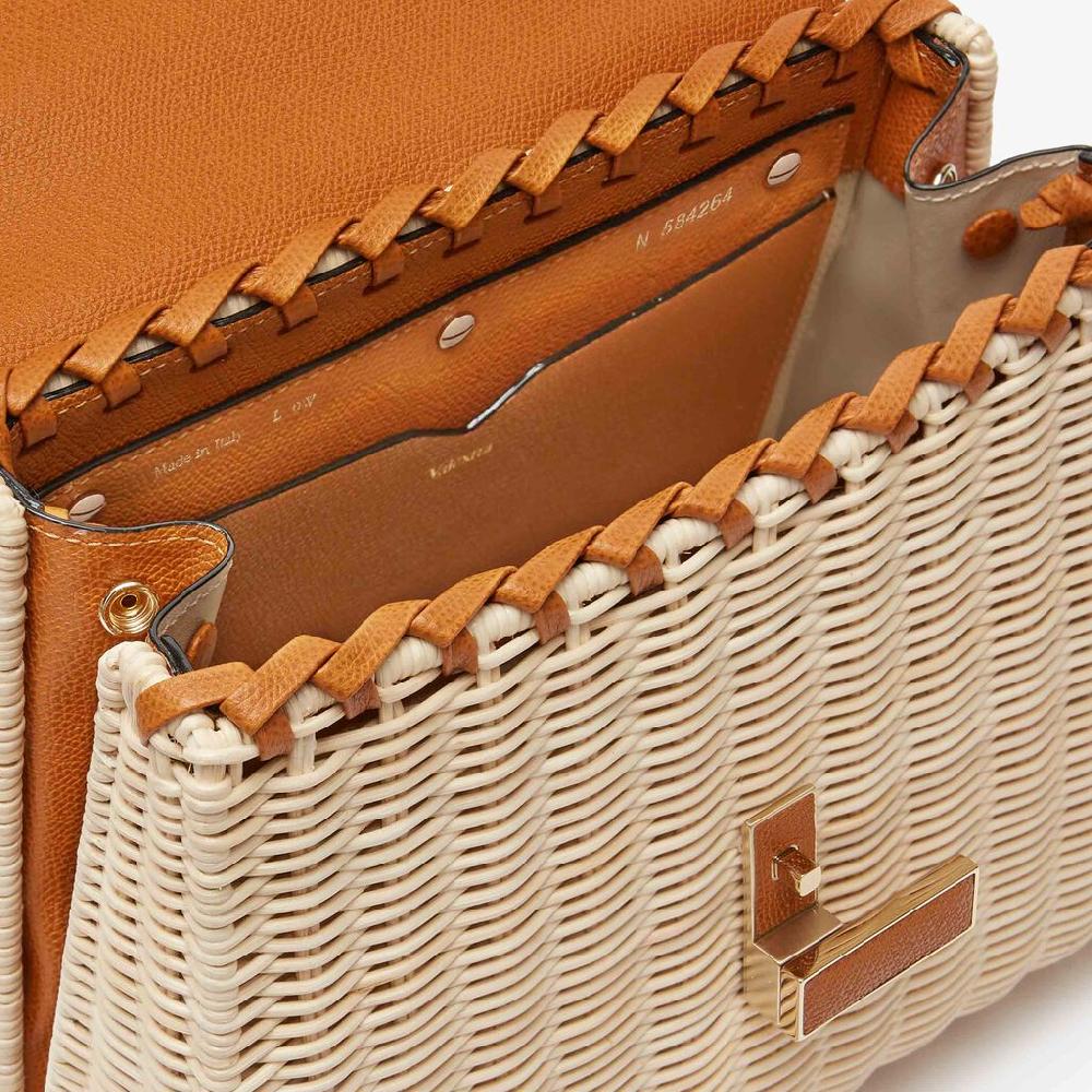 Valextra Borsa a mano Donna in Vimini e Pelle Arancione | Valextra Iside Sconti VIP
