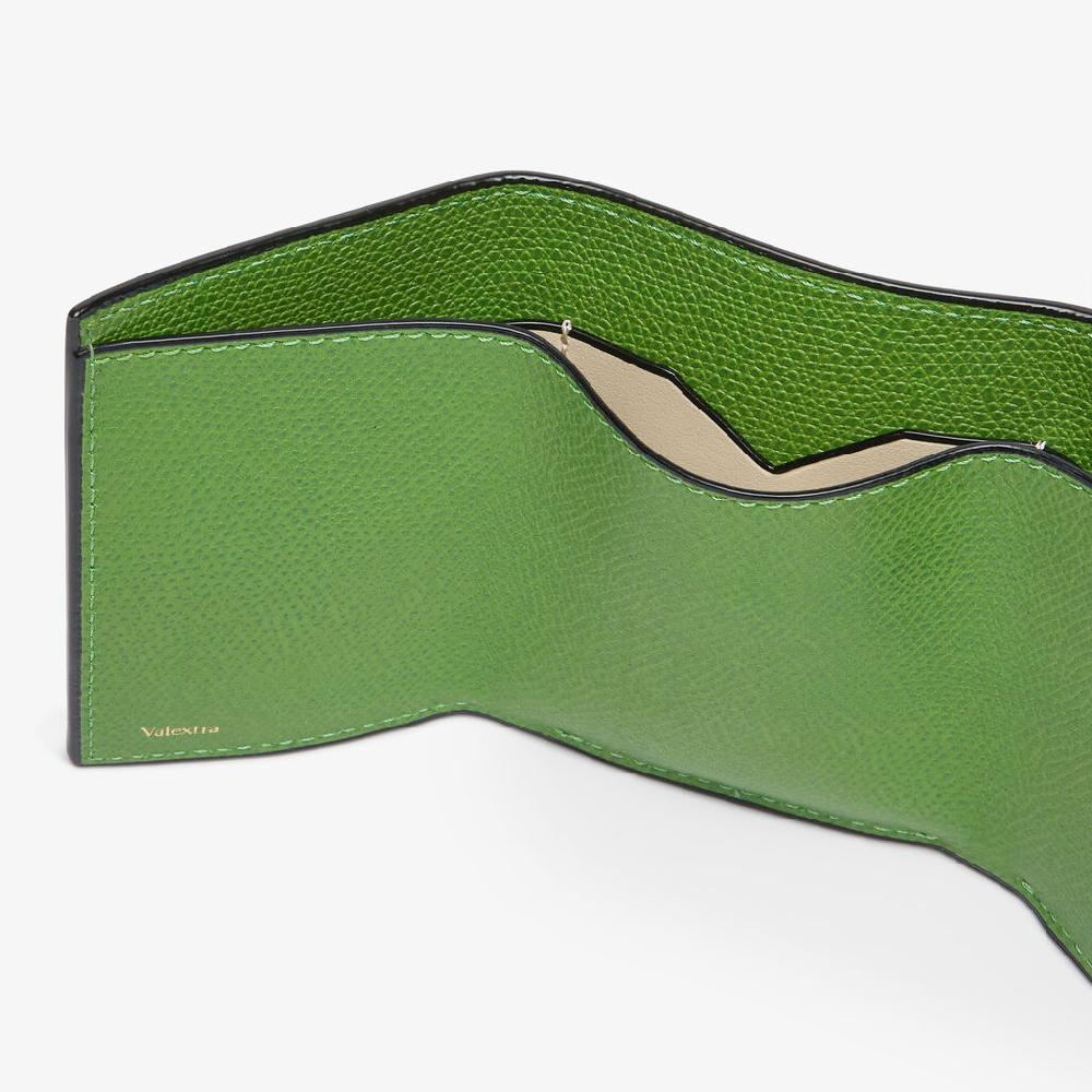 Valextra Portafoglio compatto Bifold in Pelle Verde | Valextra Offerta speciale della fabbrica