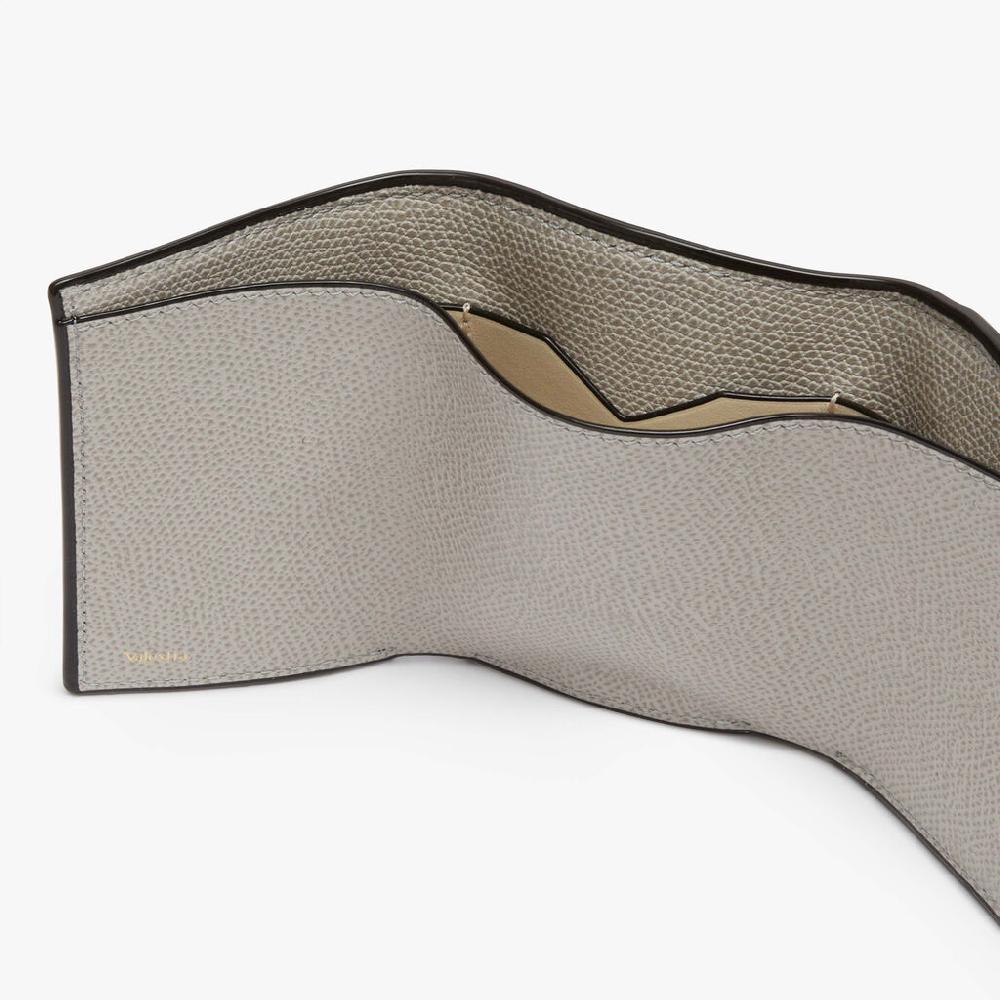 Valextra Portafoglio con portamonete in Pelle Grigio chiaro | Valextra Sostegno trimestrale