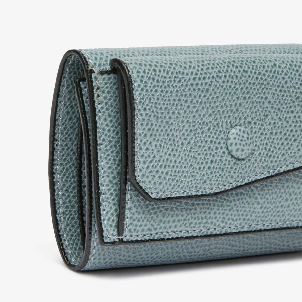Valextra Portafoglio compatto con portamonete in Pelle Azzurra cerulea | Valextra Fino al 55% di sconto