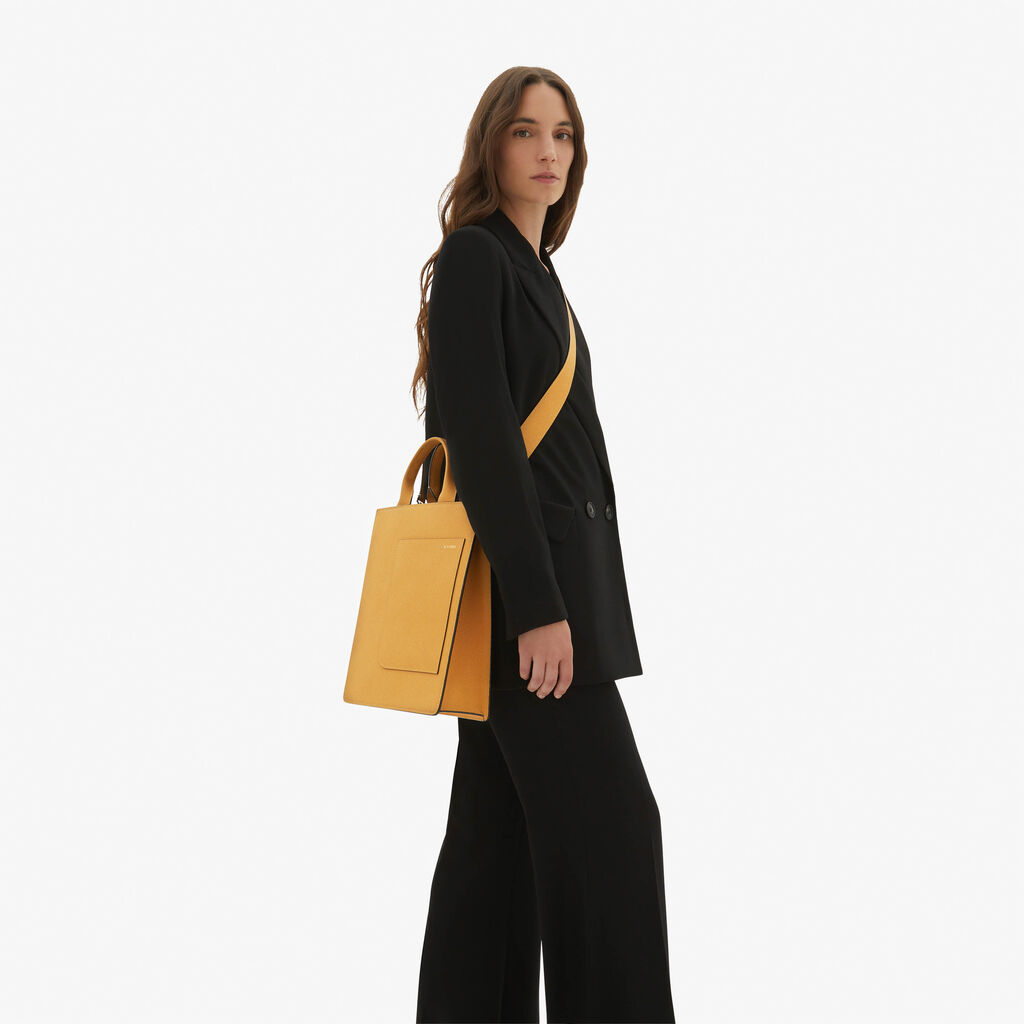 Valextra Tote bag con tracolla Mini in Pelle arancio-giallo | Valextra Boxy Solo un giorno rimasto