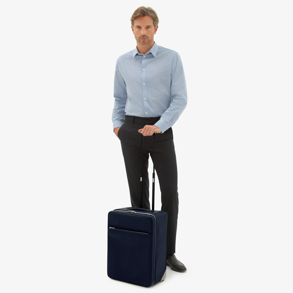 Valextra Valextra V-Line: Valigia trolley in Pelle Blu Super sconto
