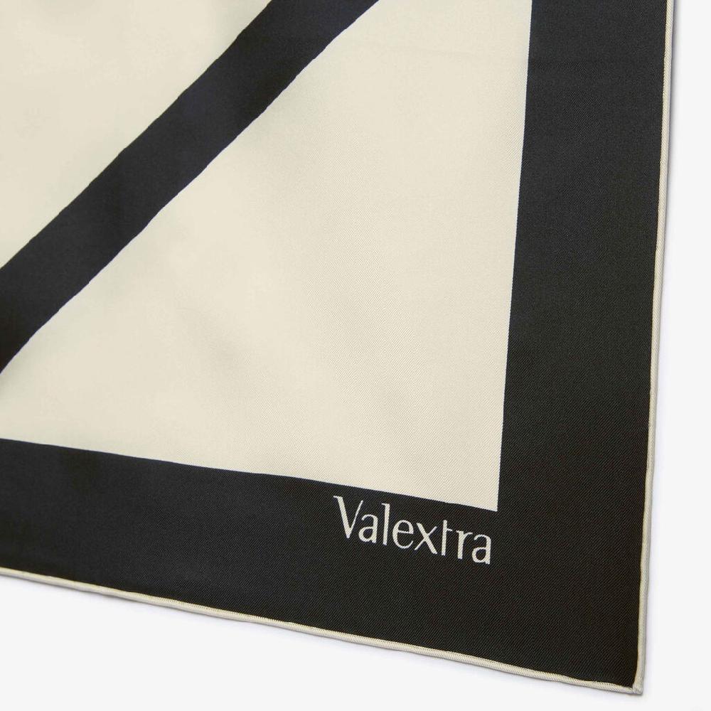 Valextra Foulard quadrato per borse in Seta Bianca e Nera | Valextra Officina