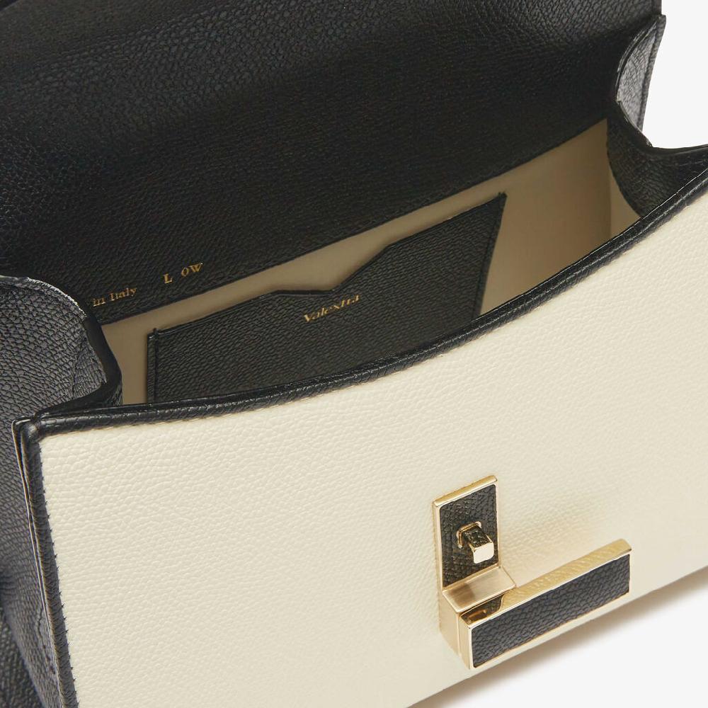 Valextra Borsa a tracolla da Donna in Pelle Bianca e Nera | Valextra Iside Duty-free