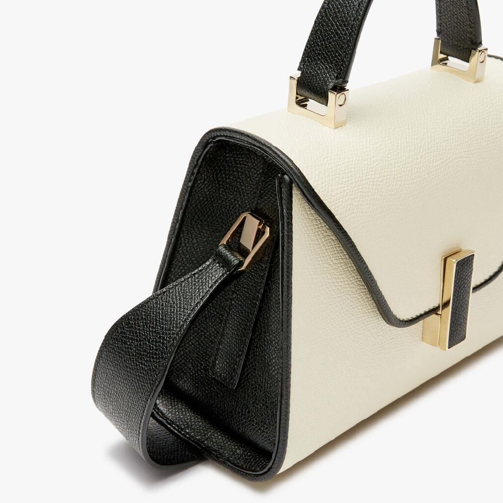 Valextra Borsa a tracolla da Donna in Pelle Bianca e Nera | Valextra Iside Duty-free