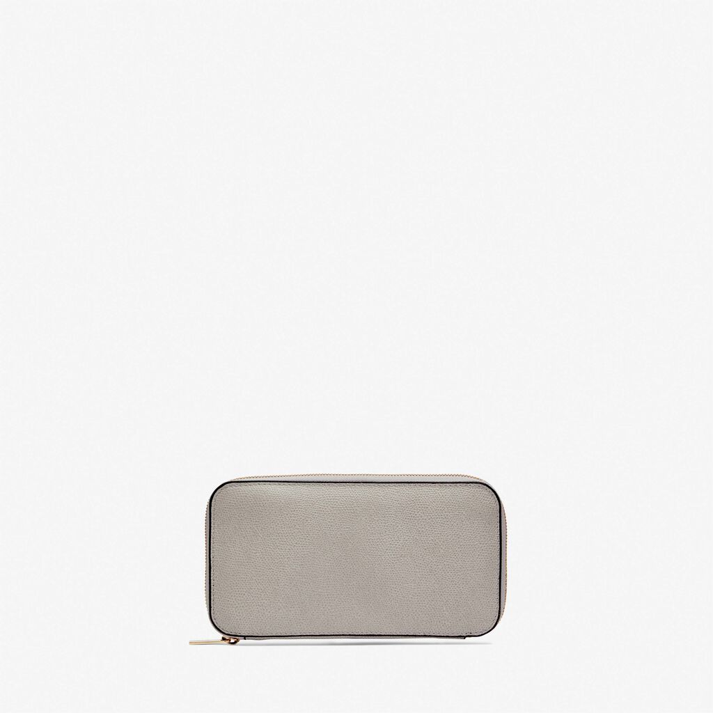 Valextra Portafoglio con zip in Pelle Grigio chiaro | Valextra Zip Around Italy