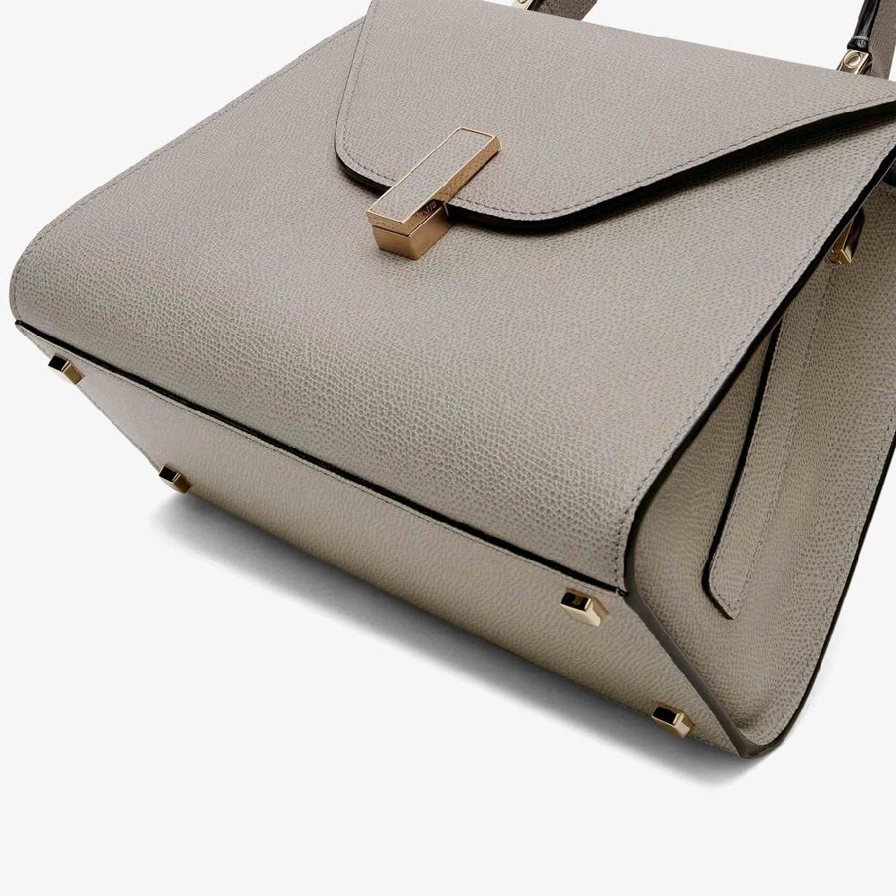 Valextra Valextra Iside: Borsa a mano Media in Pelle Grigia Qualità Garantita