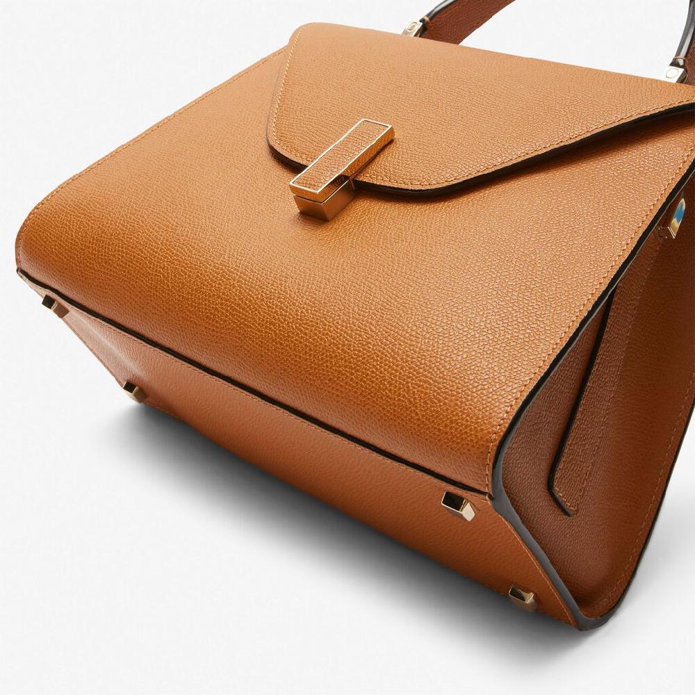 Valextra Borsa a mano Media in Pelle Marrone con manico | Valextra Iside Consegna Veloce