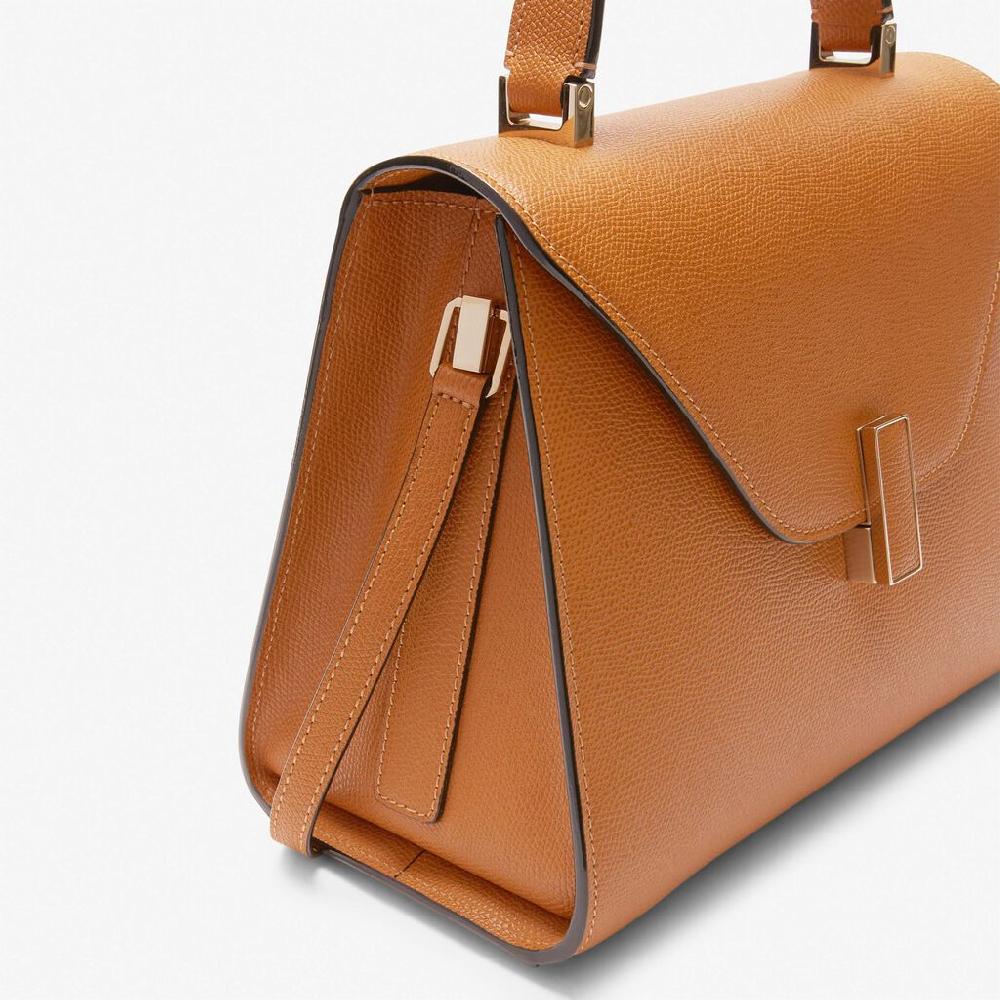 Valextra Borsa a mano Media in Pelle Marrone con manico | Valextra Iside Consegna Veloce