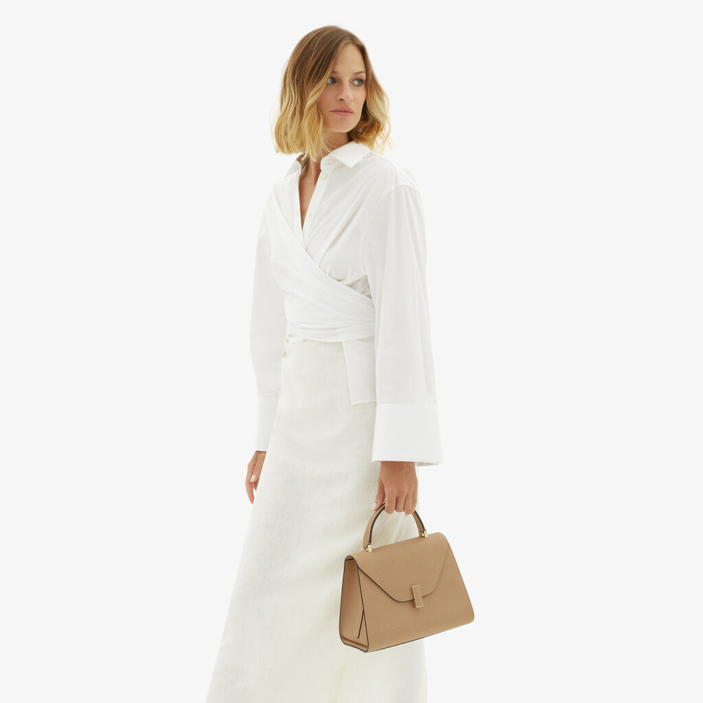 Valextra Borsa a mano in Pelle Beige con tracolla | Valextra Iside Offerta
