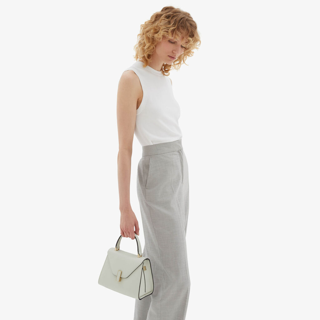 Valextra Borsa a mano Mini in Pelle Bianco Ottico | Valextra Iside Vendita Calda