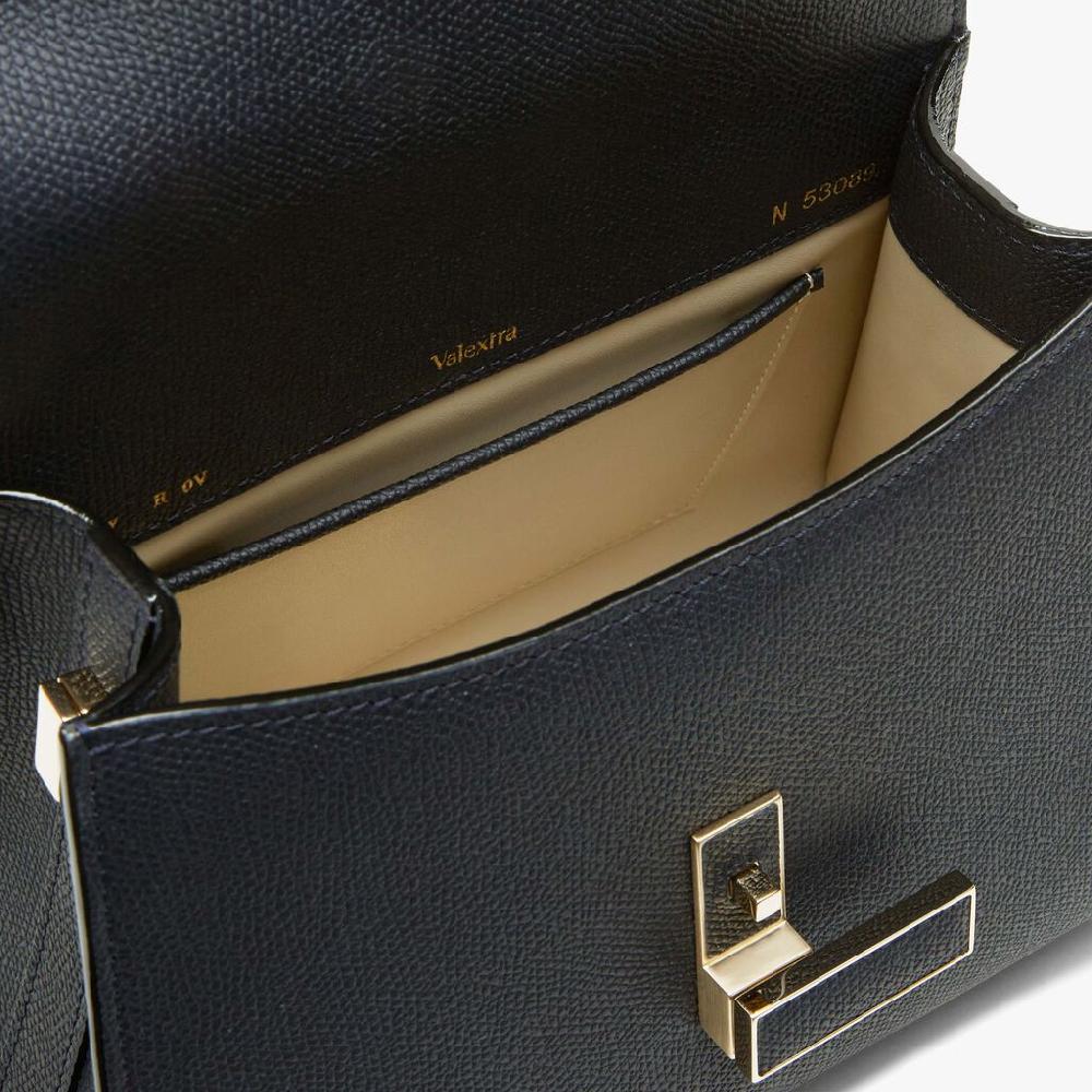 Valextra Borsa a mano Mini in Pelle Blu Ottanio | Valextra Iside Saldi Di Fabbrica
