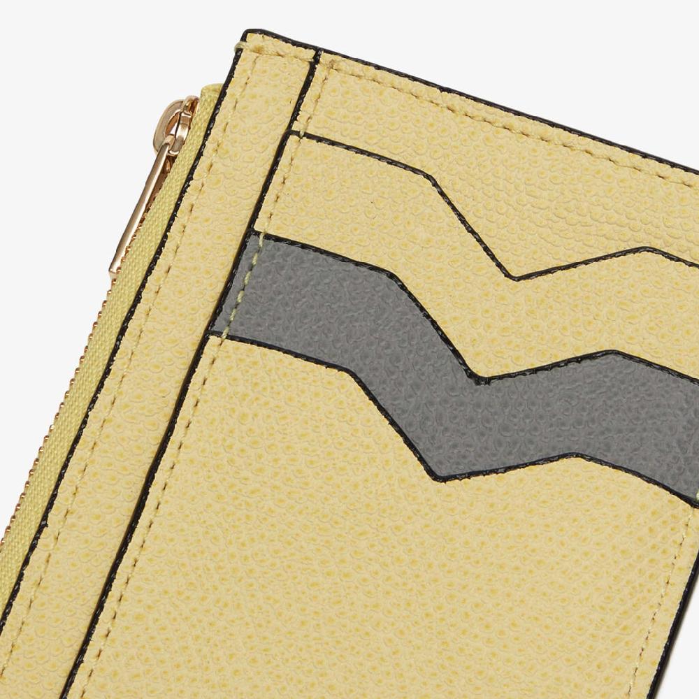 Valextra Porta carte da Donna in Pelle Gialla e Grigia di Lusso | Valextra In Saldo