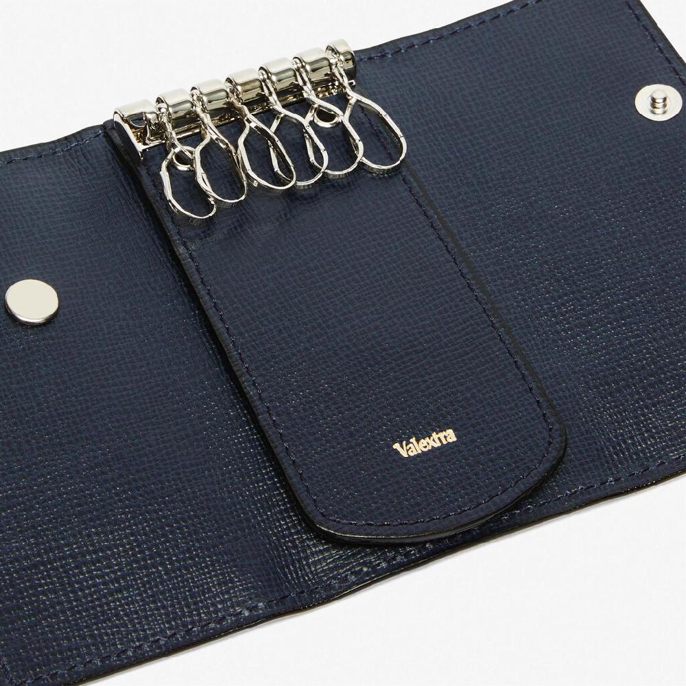 Valextra Portachiavi con 6 ganci in Pelle Blu | Valextra Nuova