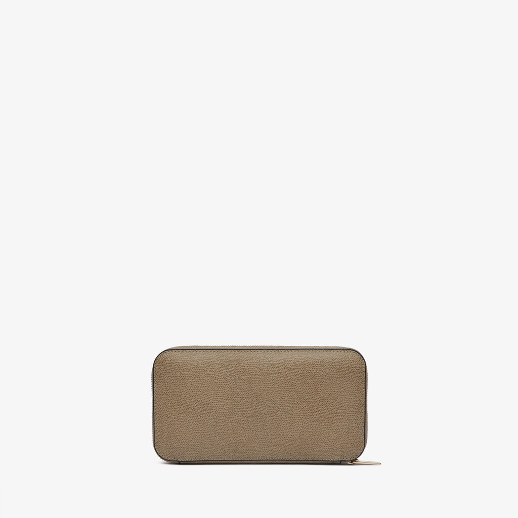 Valextra Portafoglio con zip in Pelle Marrone Tortora | Valextra Zip Around