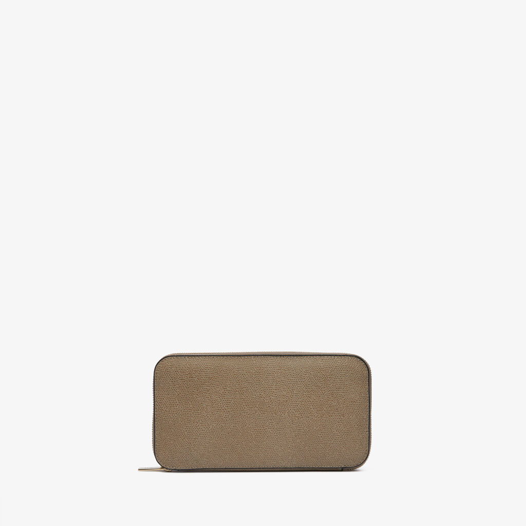 Valextra Portafoglio con zip in Pelle Marrone Tortora | Valextra Zip Around Sconto di tempo limitato