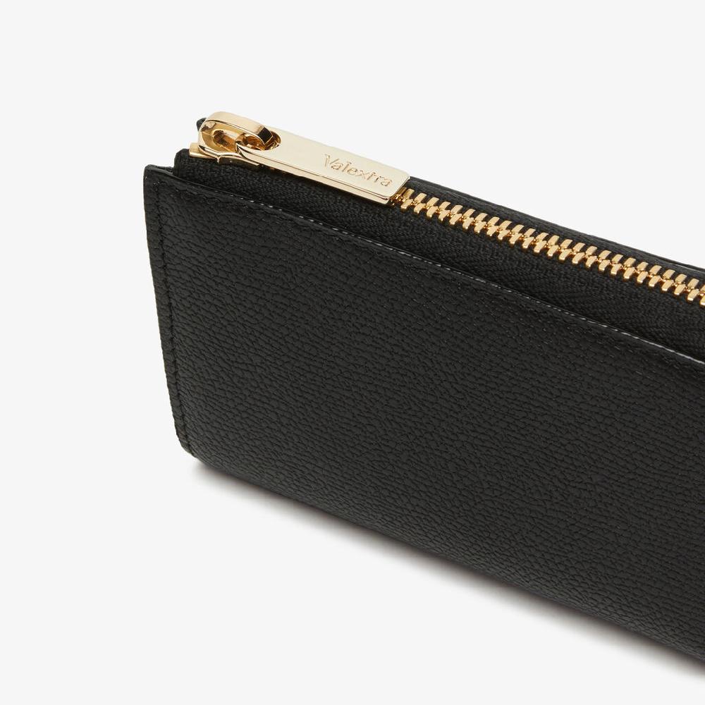 Valextra Portachiavi in Pelle Nera | Valextra Zip Around Shopping online