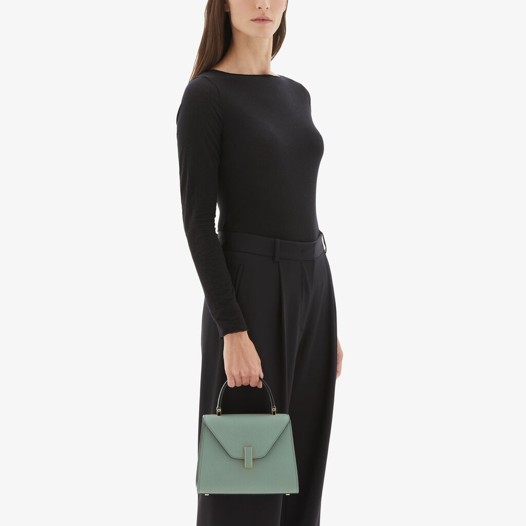 Valextra Borsa a Mano Iside Mini | Pelle di vitello Millepunte | Verde Eucalipto | Valextra Cyber Monday