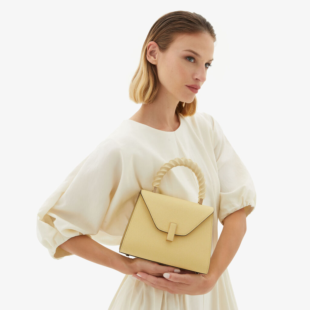Valextra Borsa a mano Donna Mini in Pelle rigida Gialla | Valextra Iside Offerta Pasqua