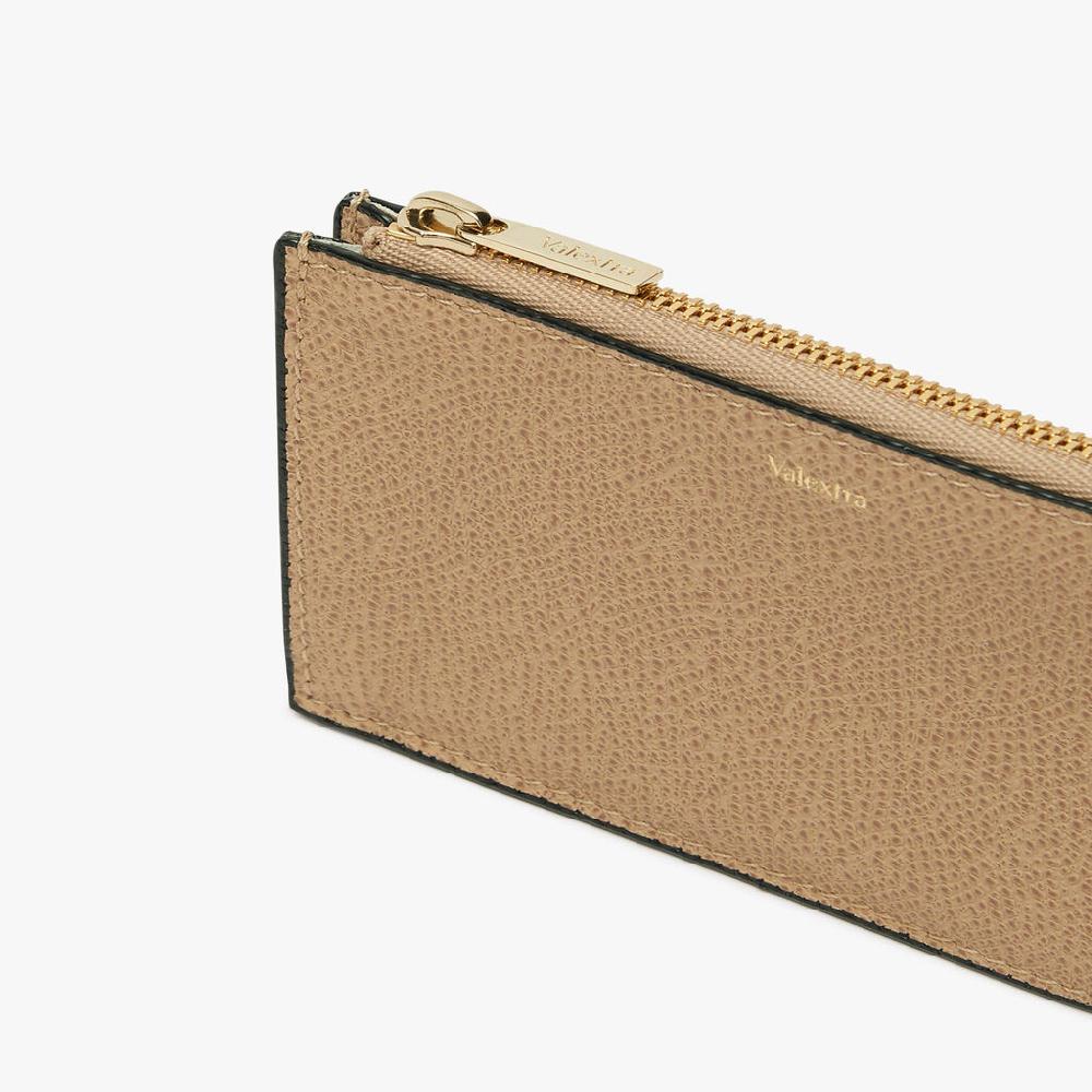 Valextra Portamonete con zip da Donna di Lusso in Pelle Beige | Valextra Offerta San Valentino