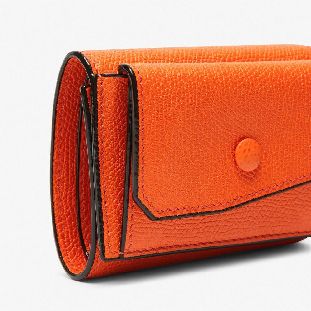 Valextra Portafoglio Bifold compatto in Pelle Arancione | Valextra Smaltimento dello stoccaggio