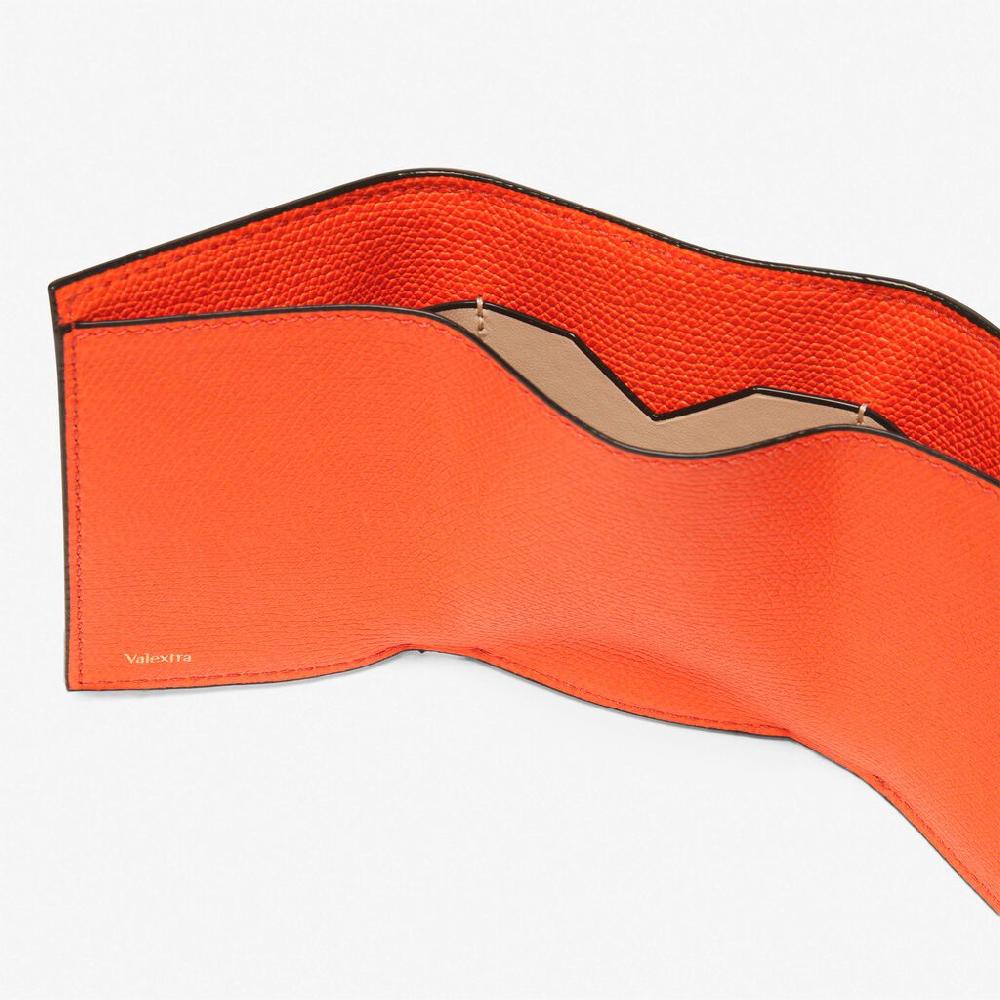 Valextra Portafoglio Bifold compatto in Pelle Arancione | Valextra Smaltimento dello stoccaggio